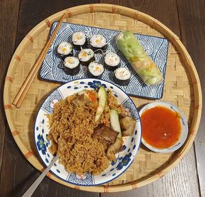Braised ( Duck ) Rice, Sushi Beehoon and Vietnamese Spring Roll. Photo by Sam Lama at Jaspat 爵斯伯 in North Singapore