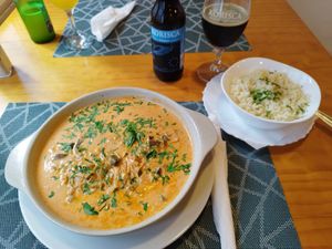 Strogonoff de cogumelos at Poço Azul in Sao Miguel