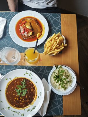 black bean stew & seitan steak at Poço Azul in Sao Miguel