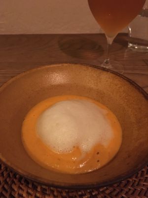 Cold soup for a hot summer day at Vegan French Restaurant L'Espéranceレスペランス in Sapporo
