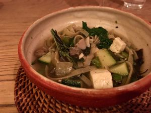 Yummy noodle soup at Vegan French Restaurant L'Espéranceレスペランス in Sapporo