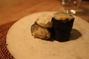 Baba ghanoush miso sushi?! Incredible   at Vegan French Restaurant L'Espéranceレスペランス in Sapporo