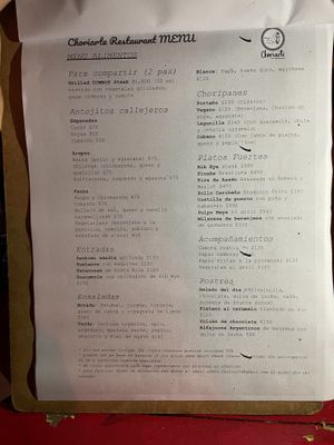 Menú: Spanish  at Choriarte in San Jose Del Cabo