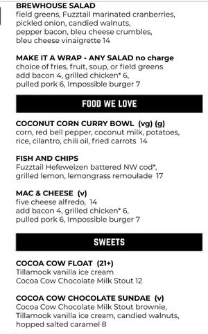 Only one page of the menu :-( at Sunriver Brewing Co in Sunriver