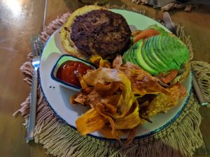 Beyond burger with sweet potatos at Alaya Tulum in Tulum