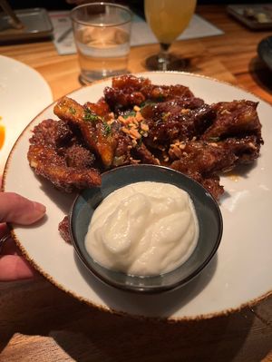 Harissa eggplant fries (Note: the yogurt dip on the side is not vegan)  #Veganuary at El Five in Denver