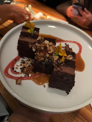 Complimentary vegan dessert, a hazelnut torte 😋  #Veganuary at El Five in Denver