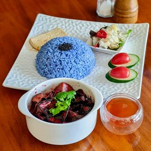 Red Yeast Vinegar Fragrant Rice Set at Loving Nature Fortunate Coffee Cafe in Central Singapore