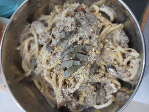 Mushroom spaghetti at Loving Nature Fortunate Coffee Cafe in Central Singapore