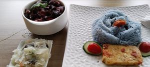 Red yeast fragrant rice set $6.80 at Loving Nature Fortunate Coffee Cafe in Central Singapore