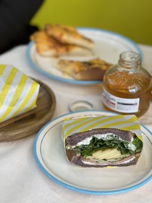 Sandwiches and coconut cheesy bread  at Smells Like Bread in Gyeongju