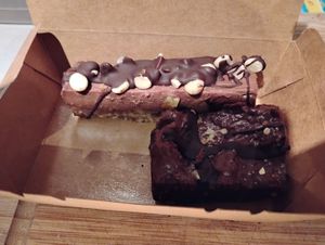 Brownies and peanut butter bars  at Rawlala  in East London