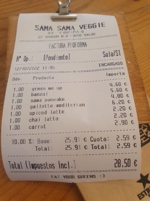  at Sama Sama Veggie in Salou