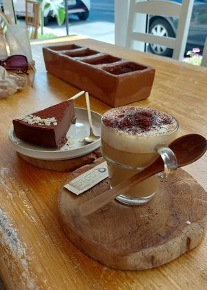 Best vegan chocolate cake I've ever had at Sama Sama Veggie in Salou