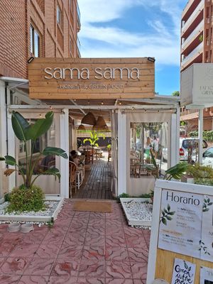 Outside at Sama Sama Veggie in Salou