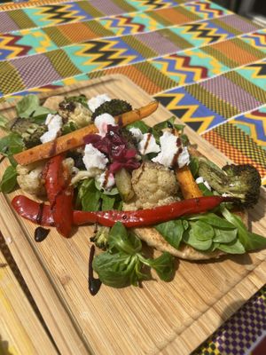 naan mix (grilled cheese w roasted veggies)  at Little World Kitchen in Utrecht