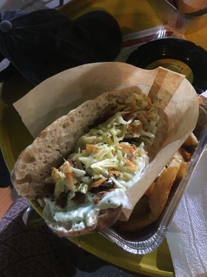 Gyros Sandwich with fries  at Handwich in Thessaloniki