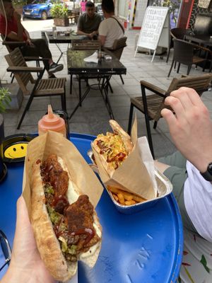 smokey one and hot dog one  at Handwich in Thessaloniki