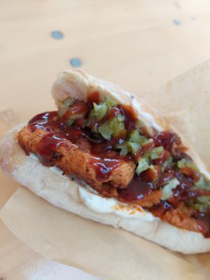 smokey steak (soy fillets, bbq sauce and sour cream) at Handwich in Thessaloniki