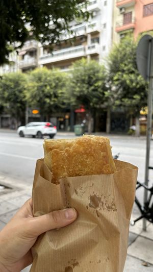 Vegan cheese pie (so good!)  at Handwich in Thessaloniki