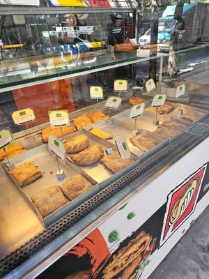 These are the pies, they have many made to order sandwiches too at Handwich in Thessaloniki