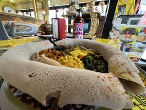 Traditional Ethiopian Lunch Plate  at Heat Da Spot Café in Washington