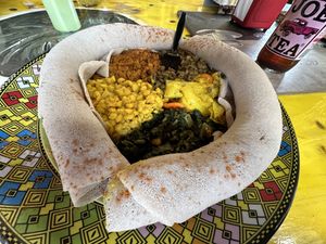Traditional Ethiopian Lunch Plate  at Heat Da Spot Café in Washington