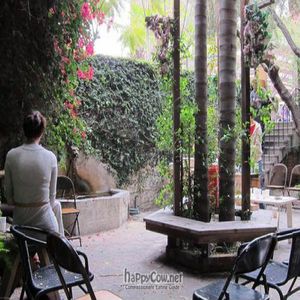 nice courtyard to sit at The Good Karma Cafe in Los Angeles