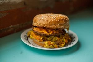 Dang Rhonda Breakfast Burger at Spiral Diner & Bakery in Fort Worth