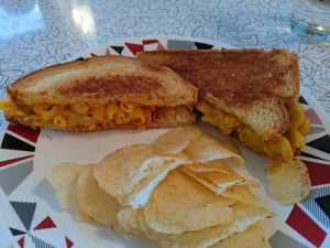 Mac & Cheese Grilled Cheese special at Spiral Diner & Bakery in Fort Worth
