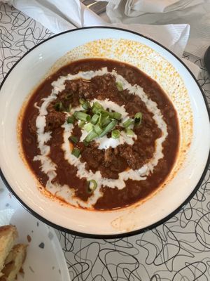 Texas Red chili  at Spiral Diner & Bakery in Fort Worth