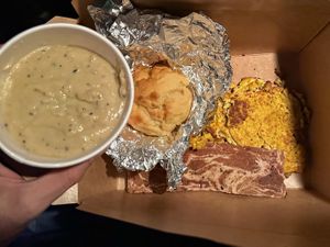 Lumberjack with dry, hard bacon. Everything was bland except the gravy    at Spiral Diner & Bakery in Fort Worth