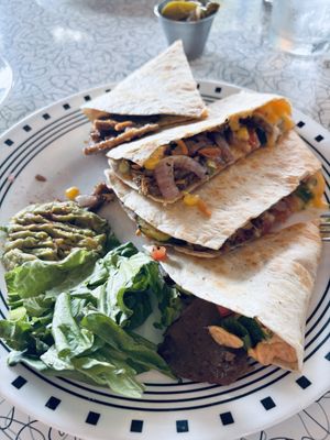 Seitan quesadilla - the chipotle sauce was so good!   at Spiral Diner & Bakery in Fort Worth