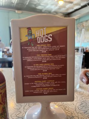 Hot dog menu  at Spiral Diner & Bakery in Fort Worth