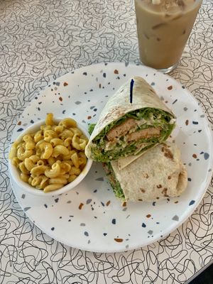 Chick’n Caesar Wrap and side of Mac  at Spiral Diner & Bakery in Fort Worth