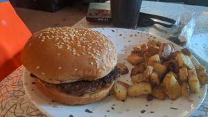 Beyond burger (ordered plain) at Spiral Diner & Bakery in Fort Worth