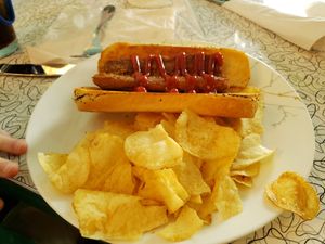 Classic Hotdog with Ketchup at Spiral Diner & Bakery in Fort Worth