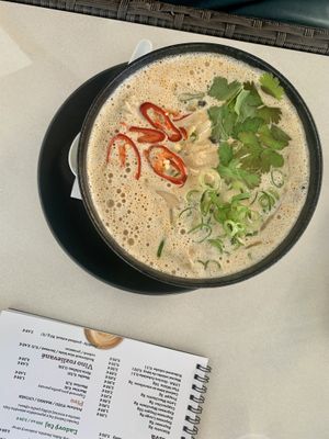 tom yum with veggies and mushrooms  at Ta Ta Mi in Nitra