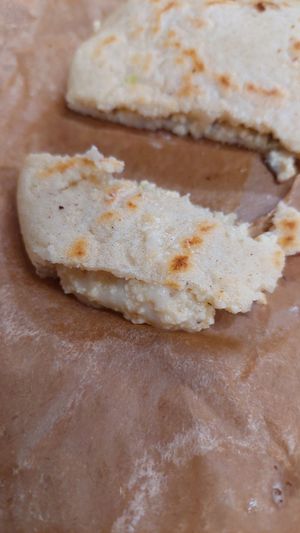 Soy-chicharrón pupusa at La Casita Pupuseria in Washington