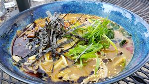 That's a spicy miso ramen ($16). Not bad, not amazing. One of two vegan ramen options. at Tori 44 in Minneapolis