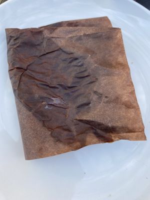 Wrapper is all that’s left of the carrot cake muffin!  at Fancy Plants Kitchen in Chicago