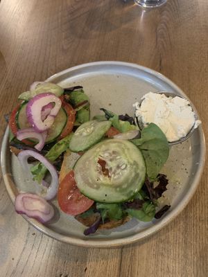 Bagel with  vegetables at Fancy Plants Kitchen in Chicago