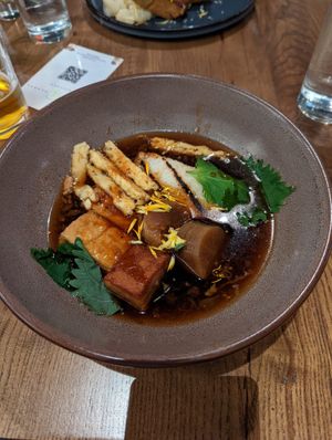 Agedashi Tofu with Obanzai and Onigiri   at Fancy Plants Kitchen in Chicago