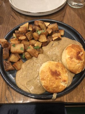 Biscuits and mushroom gravy   at Fancy Plants Kitchen in Chicago