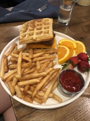 Chicken and waffles   at Fancy Plants Kitchen in Chicago