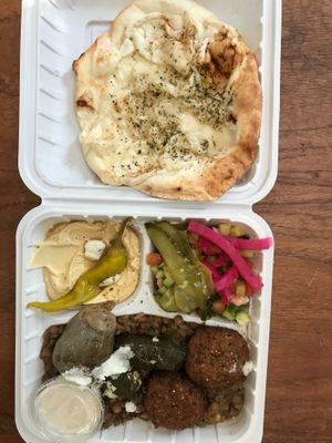 Vegan Plate (take out box) at Saj House in Bedford