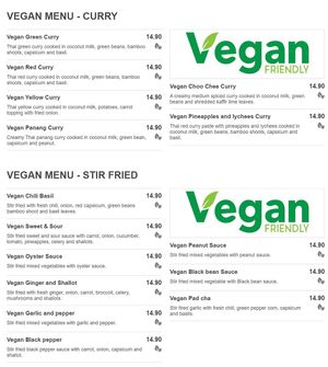 Menu at Thai Redcliffe in Redcliffe