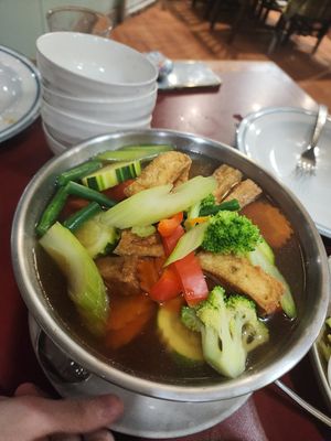 Clear soup with veg and tofu at Thai Redcliffe in Redcliffe