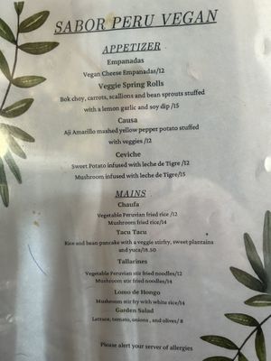 Ask for the vegan menu   at Sabor Peru in Caldwell