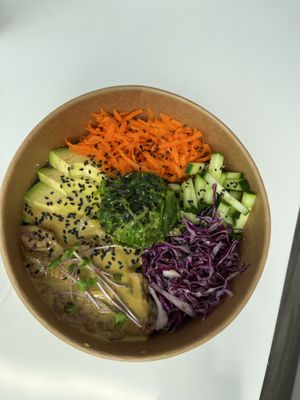 Watermelon (instead of tuna) poke bowl  at Fruit de la Vie Juice Co. in Winnipeg